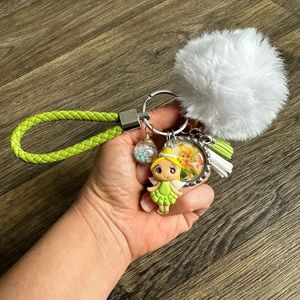 Tinkerbell keychain pewter pan key chain Disney handmade jewelry bag charm